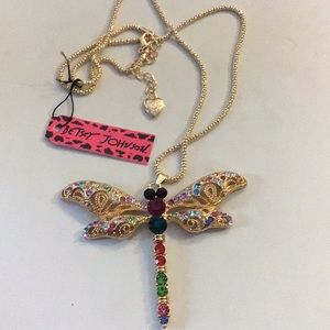 Betsey Johnson Dragonfly Necklace rhinestones